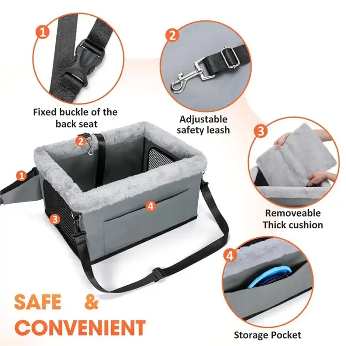 Siège rehausseur pour chien de luxe compatible avec les petits chiens jusqu'à 20 lb