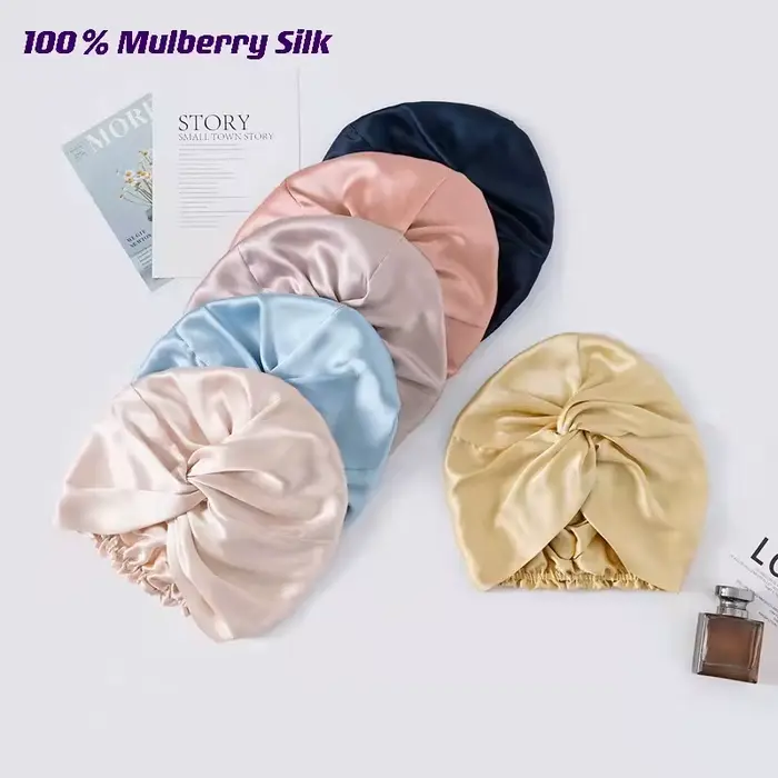 Bonnets Turban en soie de mûrier pour femmes