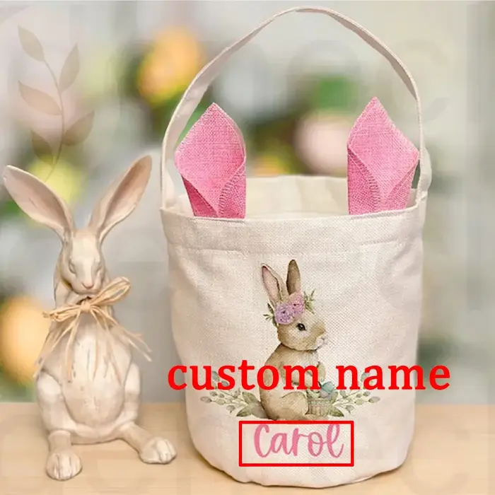 Panier de chasse aux œufs personnalisé, lapin Vintage, sac de pâques joyeux, décoration de ferme rus