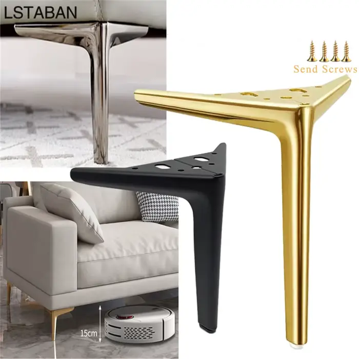 4 pièces pieds de meubles en métal en acier au carbone meuble TV lit pieds de table basse noir or ar