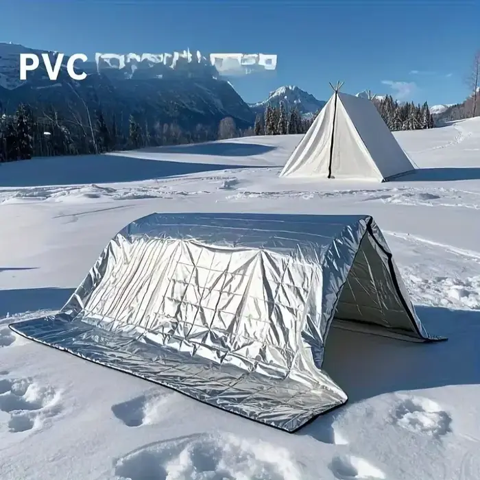 Couverture de survie d'urgence verte robuste pour camping randonnée et survie en général avec signalisation réfléchissante