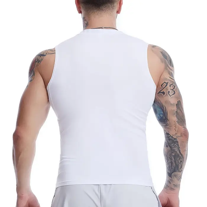 Chemise de compression sans manches imprimée ailes de crâne pour hommes débardeurs athlétiques à séc