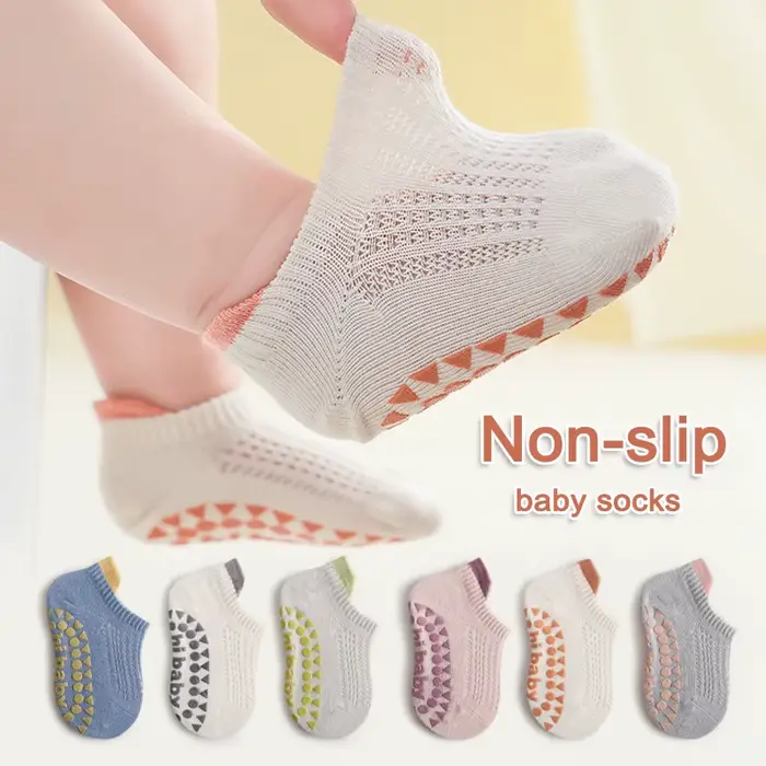 6 paires de chaussettes de sol antidérapantes en coton pour bébés garçons et filles, été pour enfant
