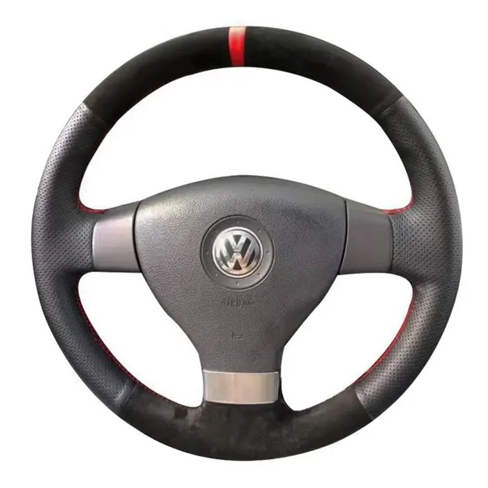 Housse de volant de voiture personnalisée tressée en daim antidérapant, pour Volkswagen Golf 5 Mk5 V