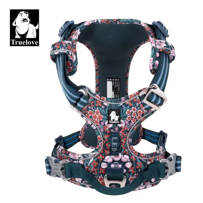 Truelove harnais pour chien de compagnie Floral sans traction tissu de coton respirant et réfléchiss