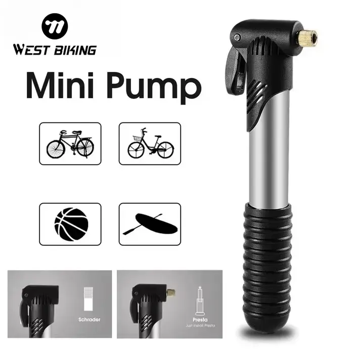 WEST BIKING – Mini pompe à vélo Portable, pompe à Air manuelle, gonfleur de pneus à bille, Valve Sch