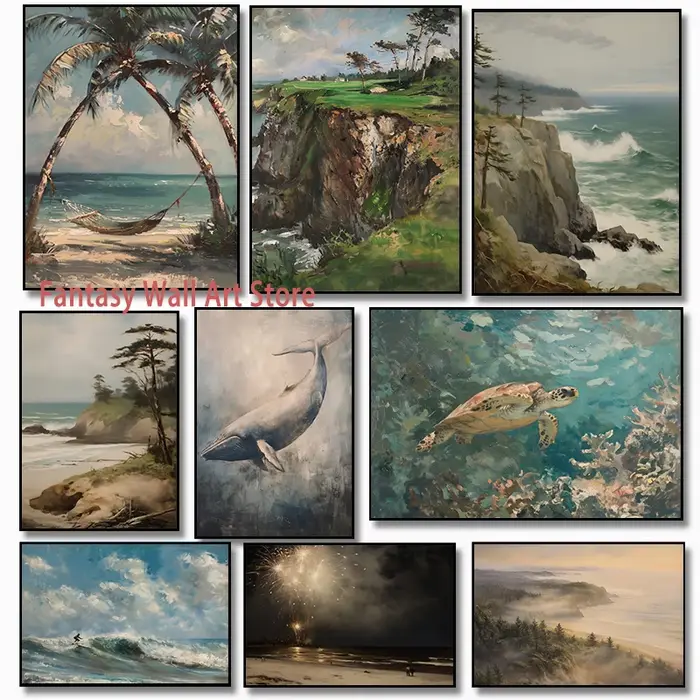 Affiche inspirée de la côte de la plage de la mer côtière