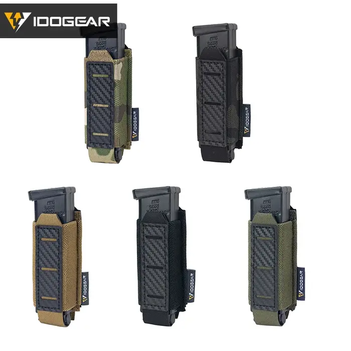 Poche chargeur tactique MOLLE 9mm carbone pour chasse - Porte-magazine simple IDOGEAR