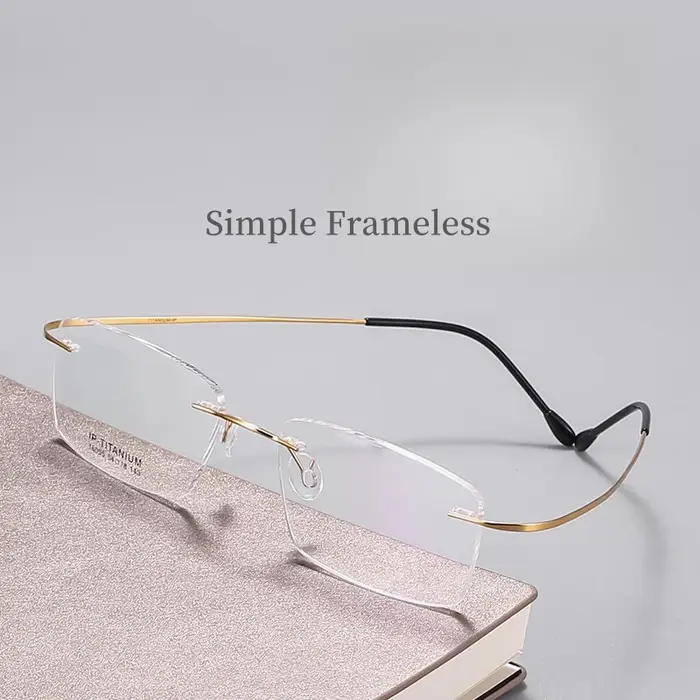 Monture de lunettes sans monture en titane pur ultra-léger pour hommes, affaires carrées, contrevena