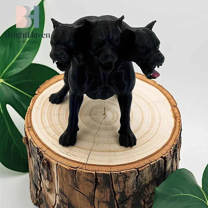 Statue de chien à trois têtes gothique