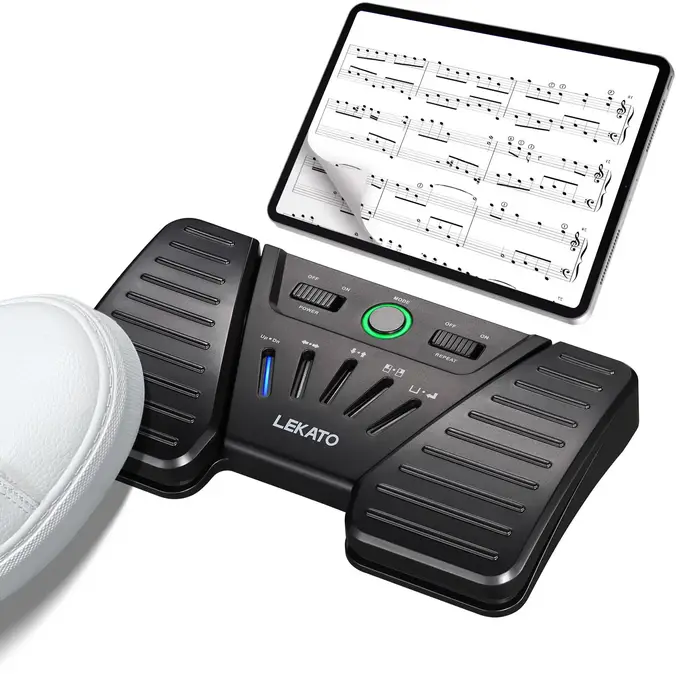 Lekato Pédale de retournement de page sans fil - Contrôleur de pied Bluetooth pour téléphones, table