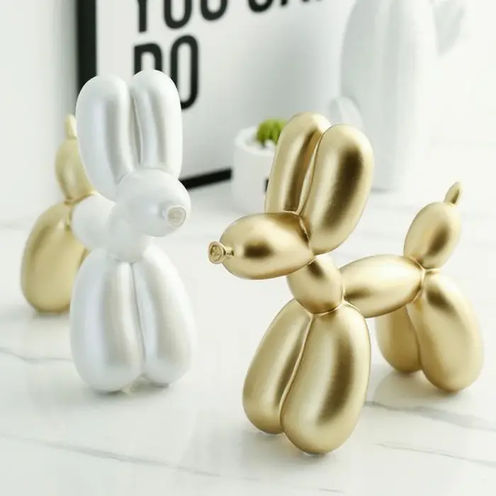 Sculpture en résine de chien ballon peint à la main - Figurine animale de style Jeff Koons, décor artistique de bureau moderne pour le bureau et les collections