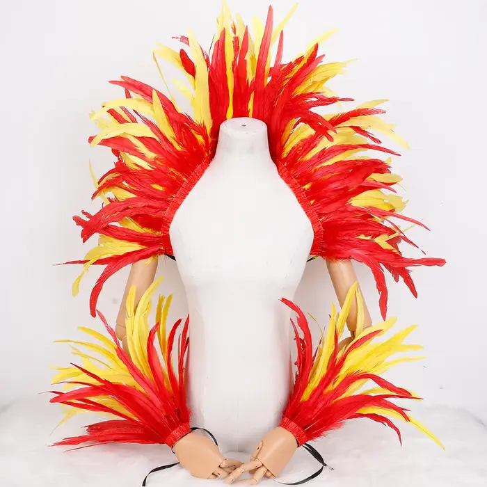 Poignets pour femmes sorcière Halloween Mardi Gras plume Cape Costumes fête Cosplay gothique plume c