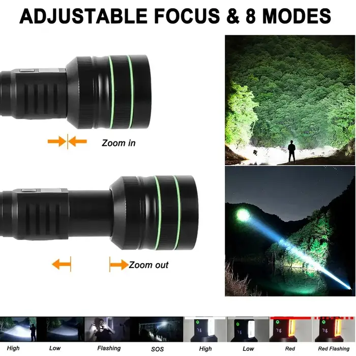 Lampe de poche LED haute puissance, Rechargeable par USB, torche tactique à très longue portée, lamp