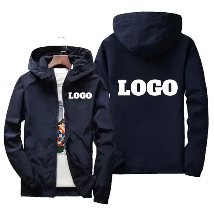 Veste imperméable avec logo de marque personnalisé pour hommes, coupe-vent chaud, vêtements décontra