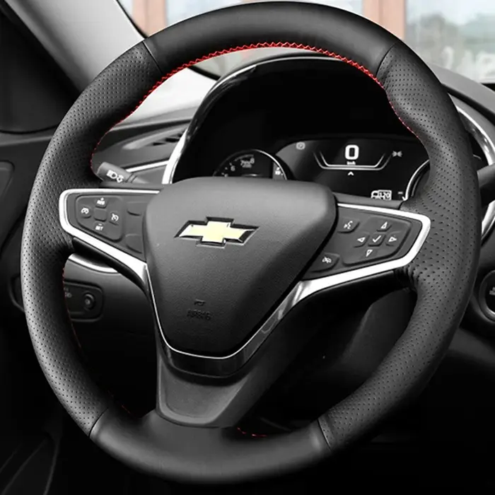 Housse de volant de voiture en Faux cuir noir, bricolage, pour Chevrolet Cruze 2014-2018 Volt 2016 2