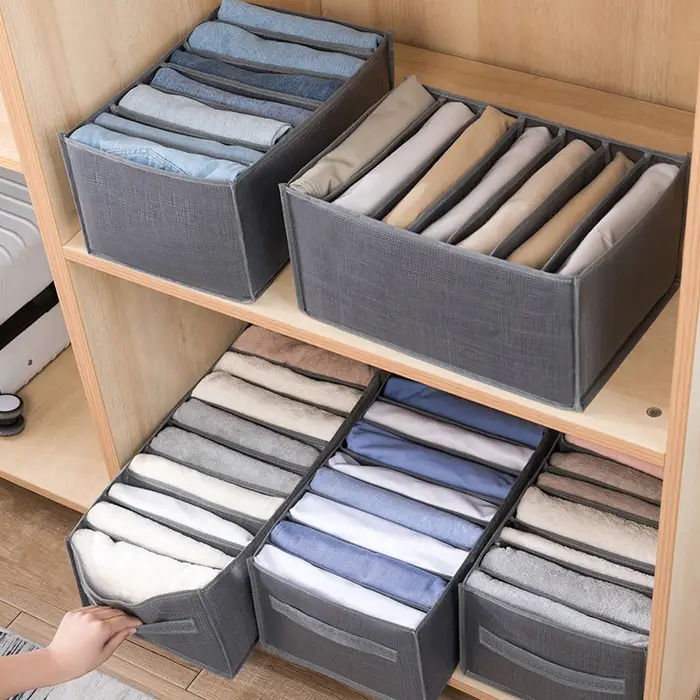 Organiseur de vêtements pour placards, boîte de rangement pour pantalons, jeans, organisateur de placard, tiroirs, sous-vêtements, chaussettes, t-shirts, organisateurs de rangement pour armoire