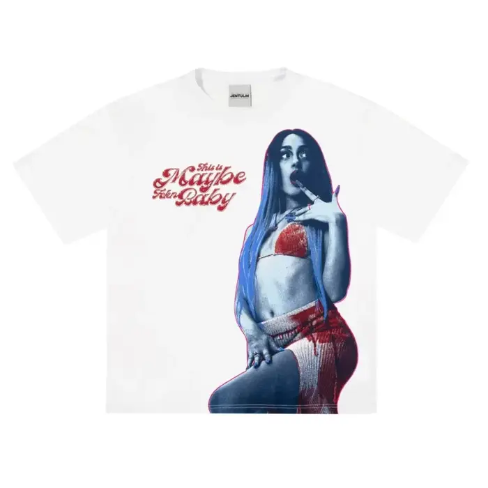 Harajuku surdimensionné vêtements pour hommes peut-être fckn bébé graphique t-shirt Hip Hop Kpop cor