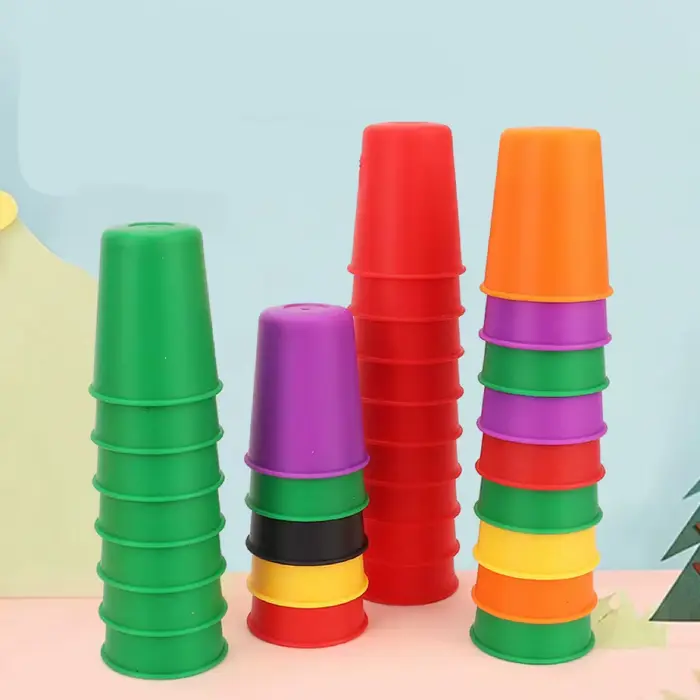 Jouets Montessori, Mini jeu de tasse empilable avec carte, illumination intellectuelle éducative, Co