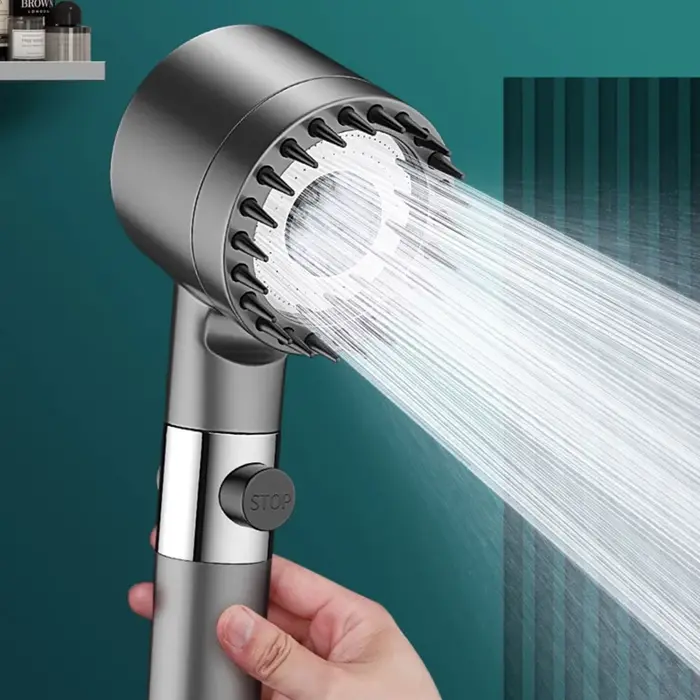 Pomme de douche haute pression 3 modes réglables avec brosse massage pluie accessoire salle de bain