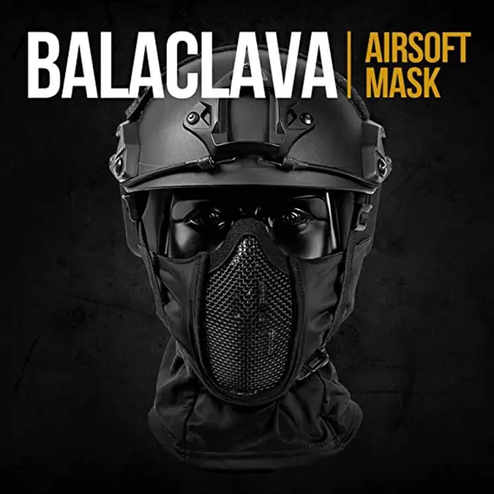 Hunting Mask Headgear Military Combat Balaclava Cap Tactical Half Face Steel Mes