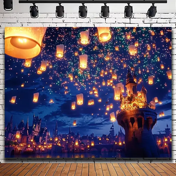 Charmant fond de château de conte de fées - grandes tours, longues nuits et scènes lumineuses de l'î