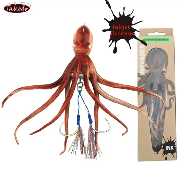 TAKEDO MY14 180G 200G 250G 300G pêche en mer poulpe appât avec Double crochet appât souple traçage l