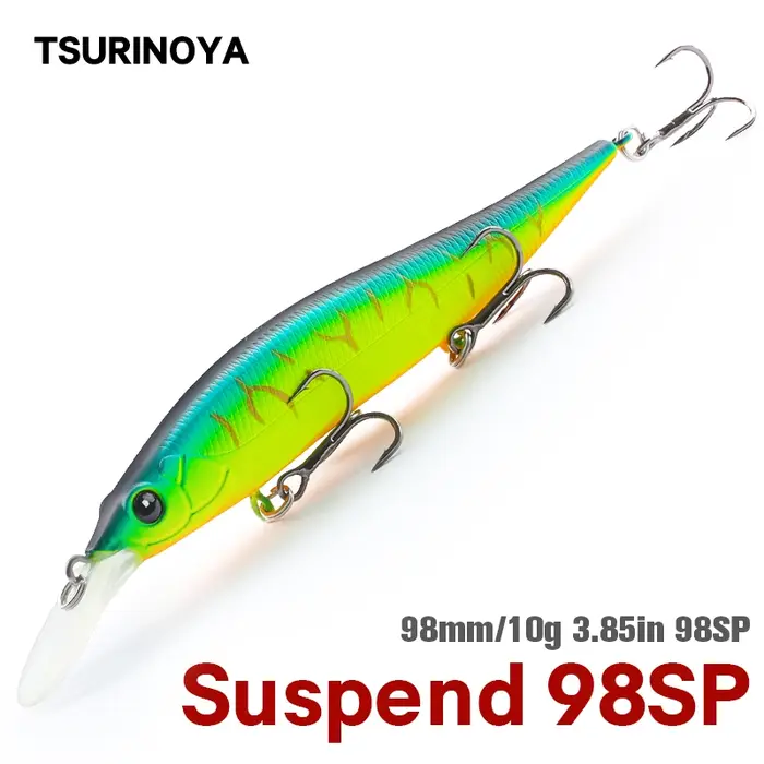 TSURINOYA 98SP leurre de pêche méné suspendu AURORA 98mm 10g Max 2.2m longue coulée bar brochet Jerk