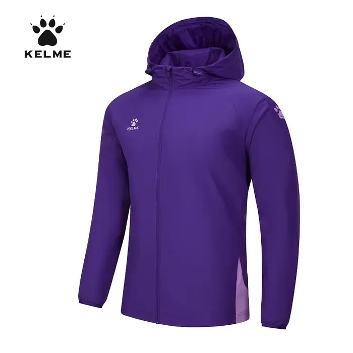Kelme-Veste de sport à capuche pour homme et femme, coupe-vent, imperméable, football, entraînement 