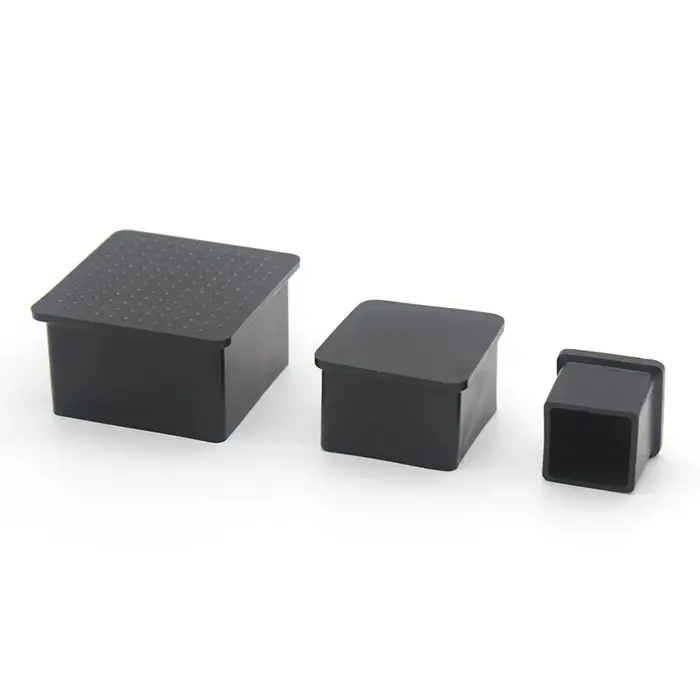 Capuchons d'extrémité de meubles carrés en caoutchouc noir, pieds de chaise et de table, 100x100mm