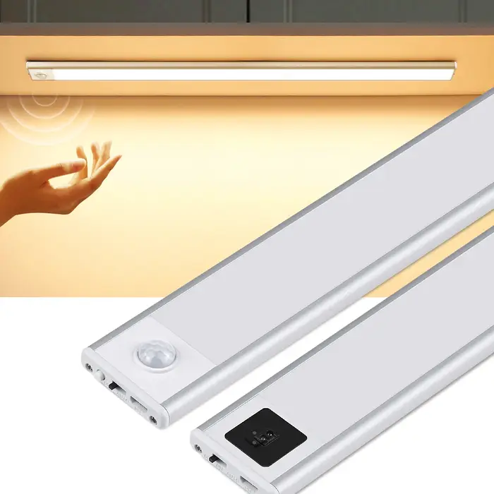 Lampe LED Ultra-mince USB pour armoire, balayage manuel/capteur de mouvement PIR, lampe de cuisine e