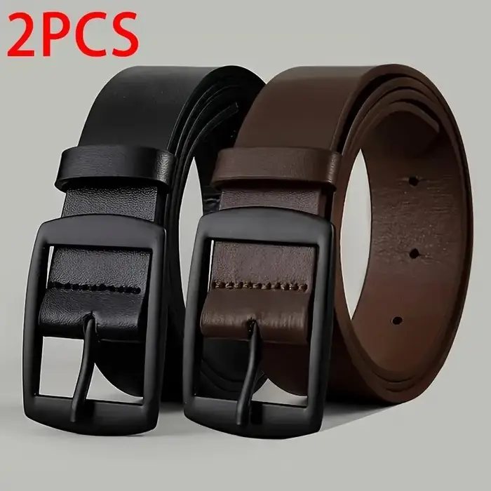 Ceinture de luxe en cuir PU pour hommes, 2 pièces, boucle ardillon en métal, haute qualité, marque c