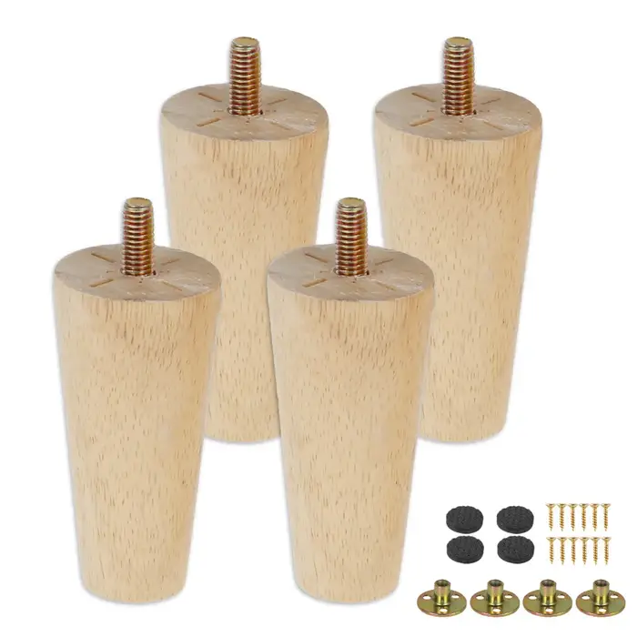 4 ensembles de pieds de meubles en bois massif, Kit de pieds de Table droits obliques, pieds de chai