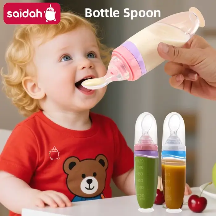 Mangeoire à presser en Silicone liquide pour bébé, 120 ml/4oz |   Distributeur de purée de fruits et