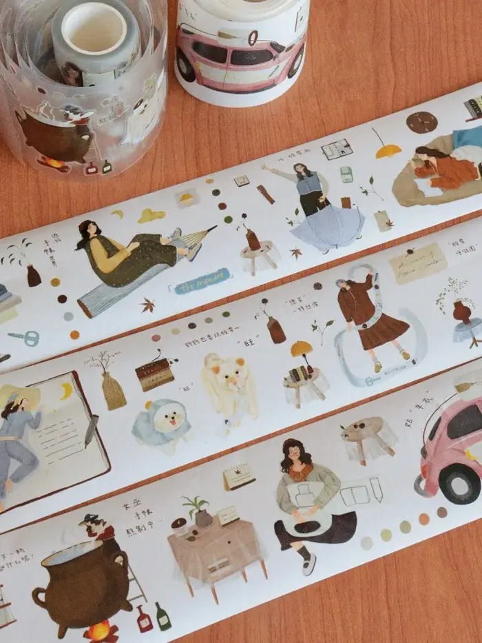 Adorables Rubans Washi PET Découpés à l'Emporte-Pièce Motif Chien Fille en Rêve