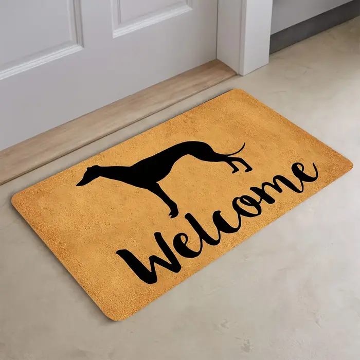 Tapis de porte de bienvenue Greyhound, tissu polyester non tissé, support en caoutchouc antidérapant