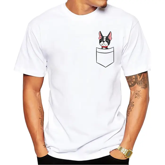 TEEHUB-T-Shirt manches courtes pour homme, estival et cool, avec bouledogue français, Boston Terrier