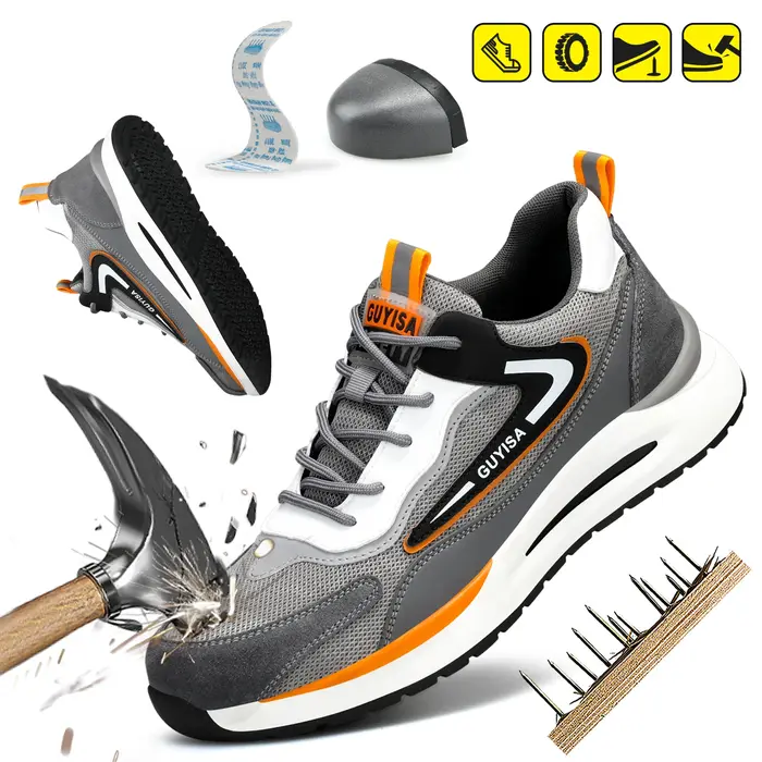 Chaussures de travail GUYISA pour hommes, avec embout en acier anti-écrasement et anti-perforation, 