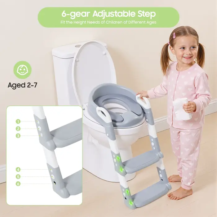 Siège d'apprentissage de la propreté pliable pour enfants avec marchepied, siège de toilette réglabl