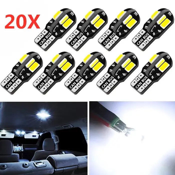 2/20 pièces W5W T10 ampoule LED Canbus 5730 8SMD 12V 6000K 194 168 LED carte intérieure de voiture d