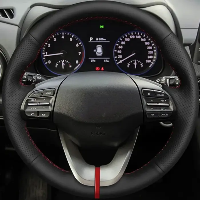 Juste de volant en similicuir noir pour Hyundai Veloster, accessoires de voiture bricolage, 2019-202