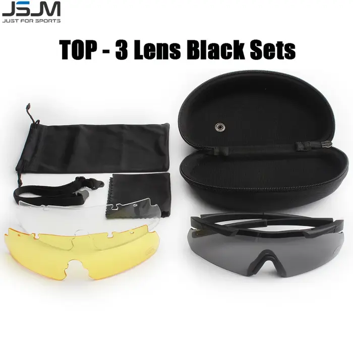 JSJM nouveau Style lunettes tactiques CS Airsoft coupe-vent lunettes de tir HD 3 lentilles Motocross