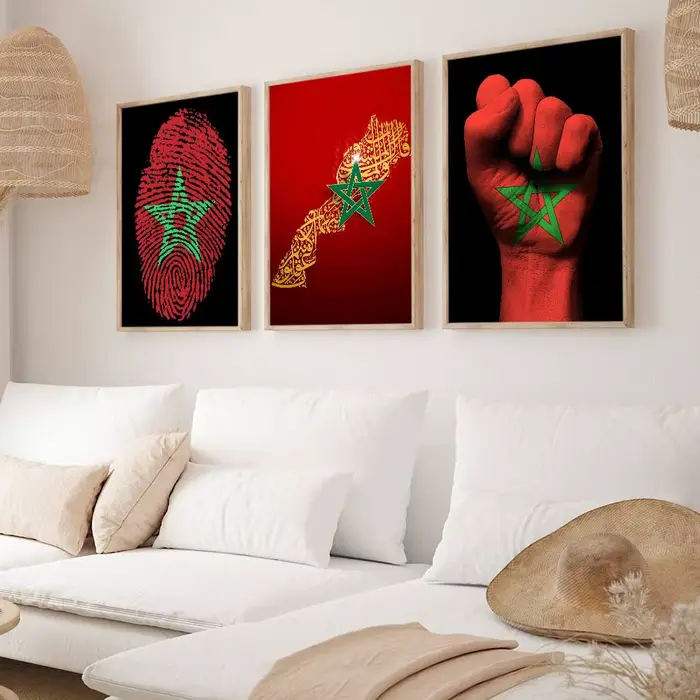 Affiche murale imprimée drapeau marocain