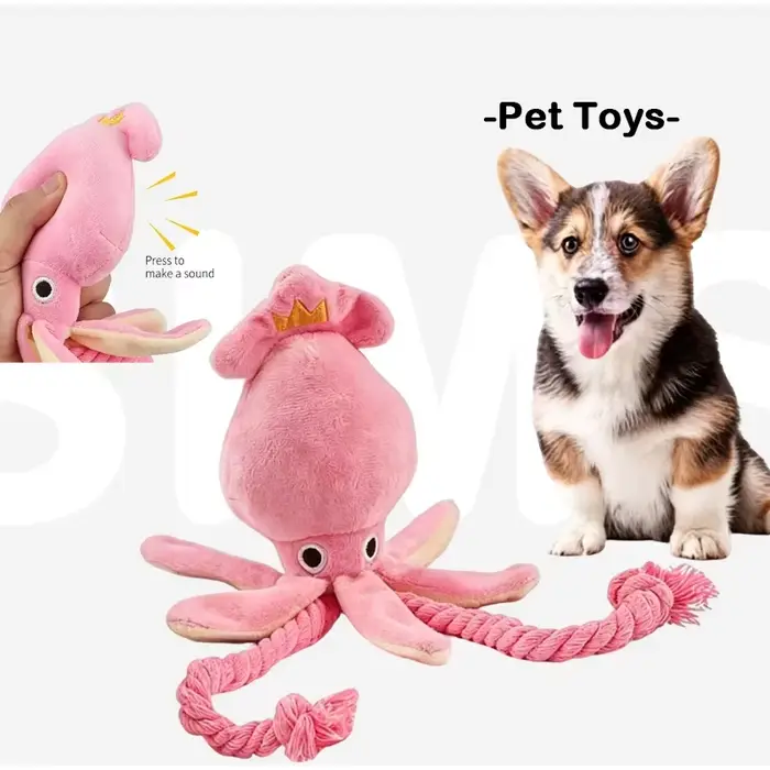 Jouet Poulpe Couineur Squeaky Pour Chats Jouet à Mâcher en Corde de Coton Anti-Ennui Pour Animaux de Compagnie Occasions Spéciales