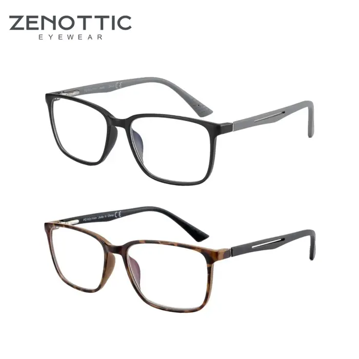 ZENOTTIC Deux ensembles de lunettes de lecture à lumière bleue pour hommes, lecteurs de monture carr