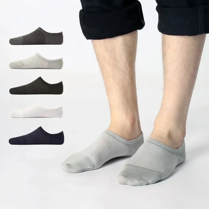 Chaussettes invisibles été homme en fibre de bambou absorbantes déodorantes - 10 paires noir grande taille