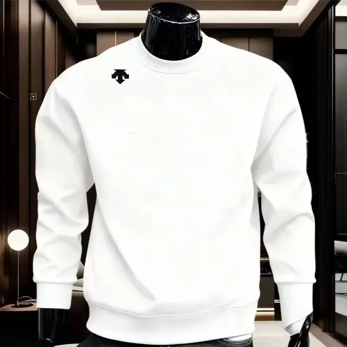 Chemise de sport à manches longues et col rond pour homme, en pur coton, chemise de sport décontract
