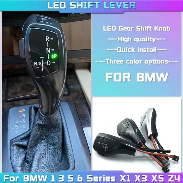 Pommeau de levier de vitesse LED, pour BMW série 1 3 5 6 E90 E60 E46 2D 4D E39 E53 E92 E87 E93 E83 X