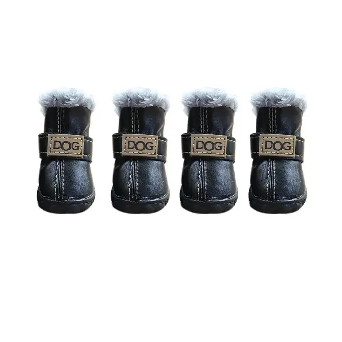 Bottes de neige imperméables pour animaux de compagnie, coordonnantes, peluche, PU, chaudes, douces,