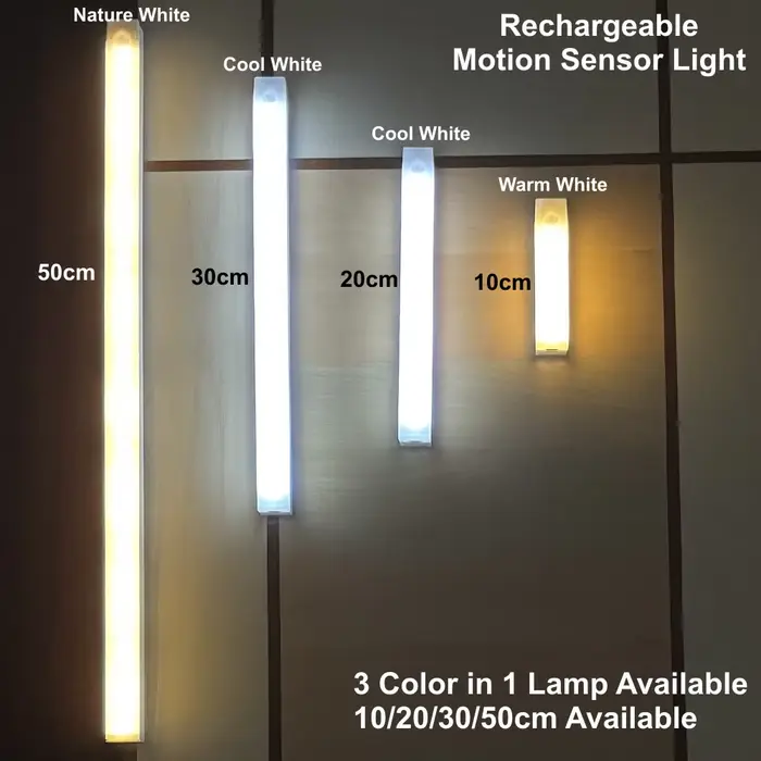 Barre lumineuse LED avec détecteur de mouvement, veilleuse à Induction sans fil, Rechargeable par US